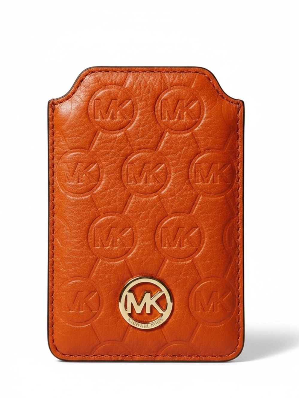 Michael Kors Orange Leather Small Logo Card Case Wallet
